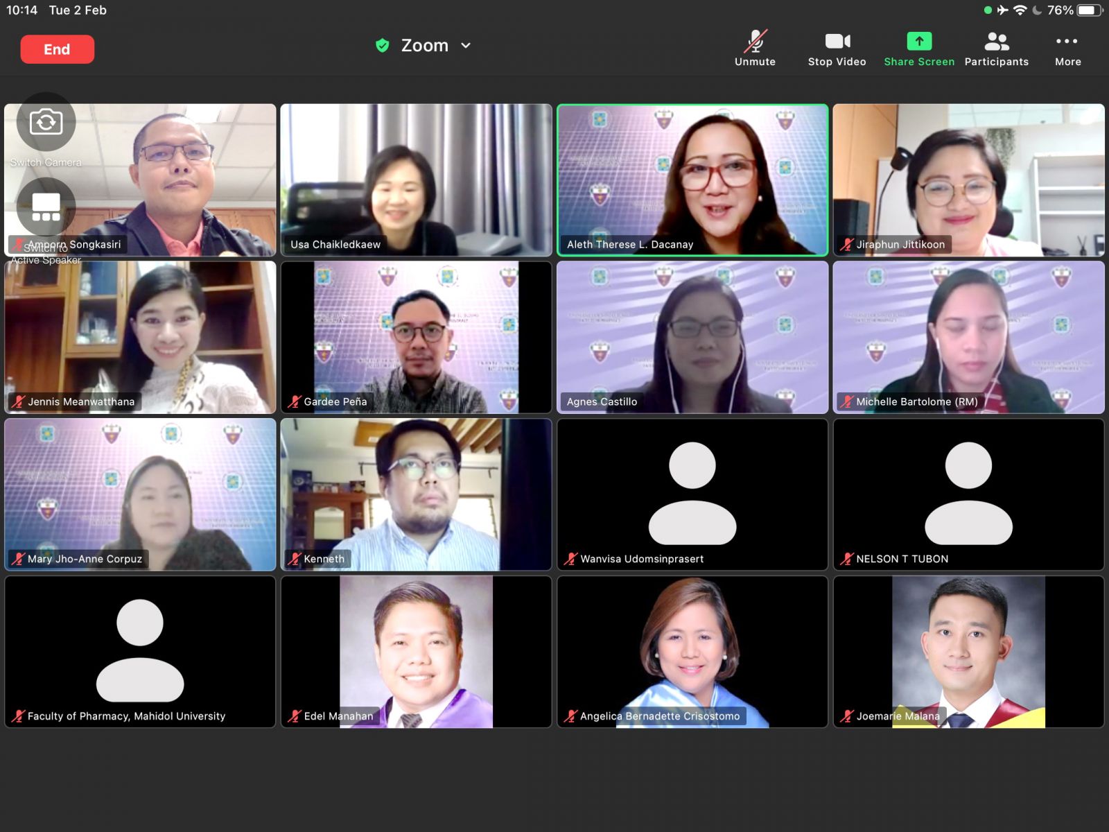 Virtual meeting with UST Faculty of Pharmacy