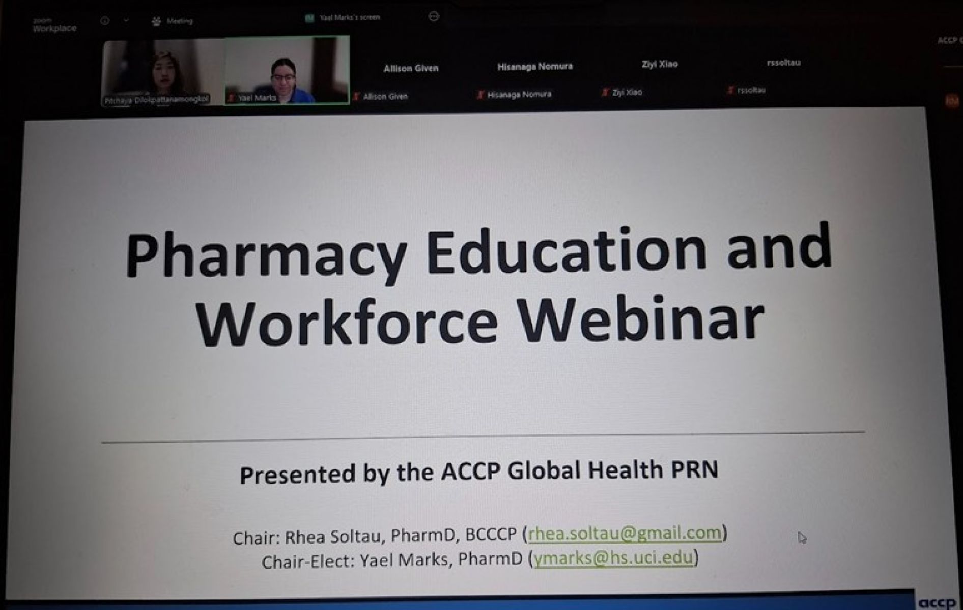 ACCP Global Health PRN: Pharmacy Education and Workforce Webinar