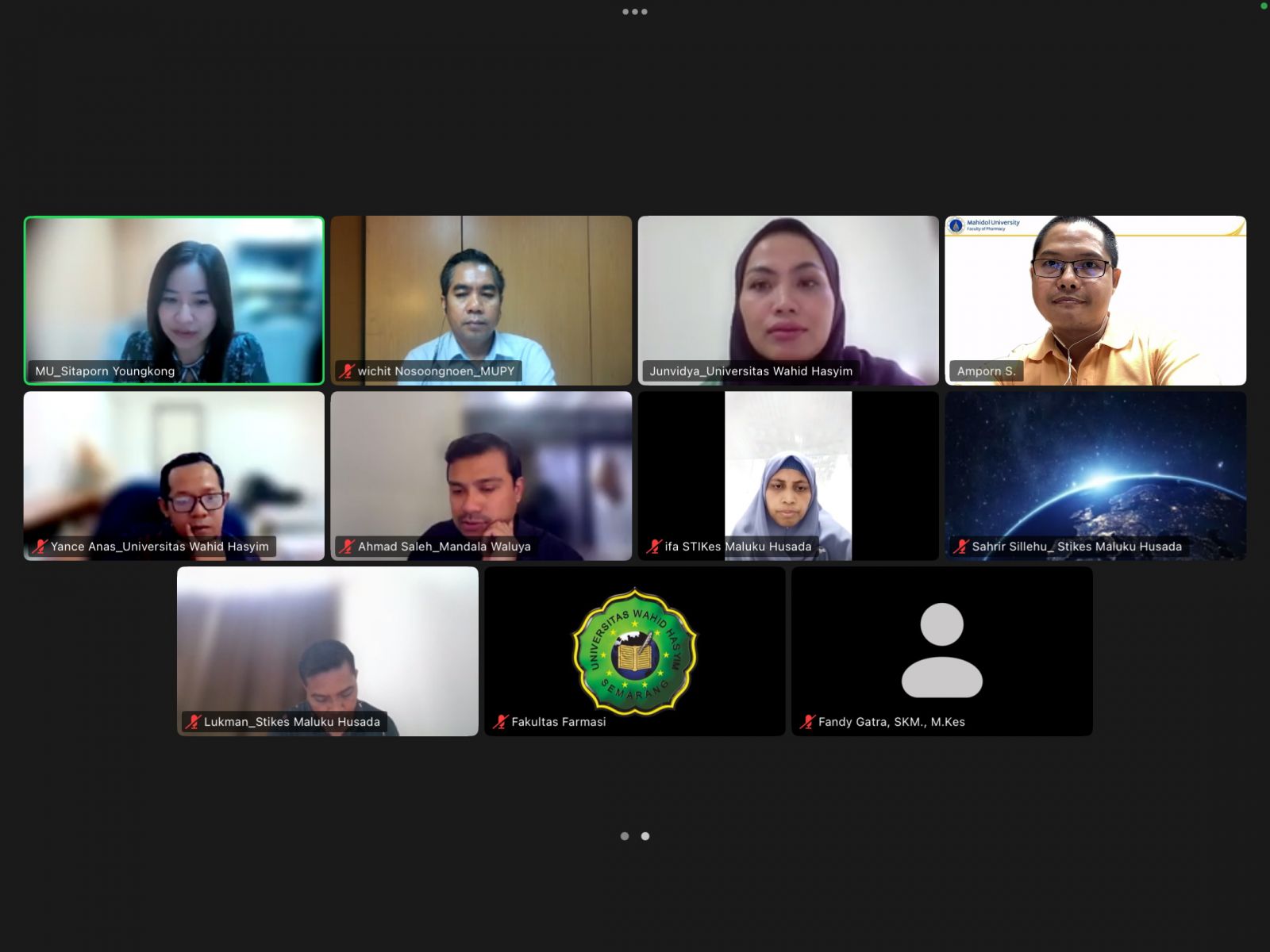 Zoom meeting with the Faculty of Pharmacy, Wahid Hasyim University